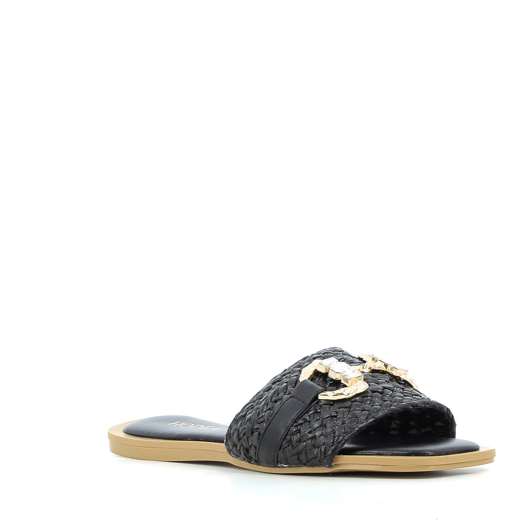 Hodea women's shoes 2520XSP25 RAFFIA BLACK 