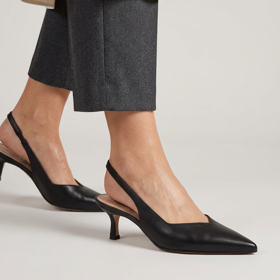 Slingback Virginia Nere con Tacco 5 cm