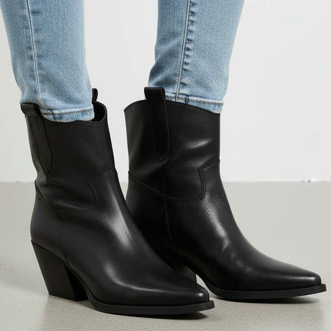 Hodea Stivaletto Ivana vera pelle Nero