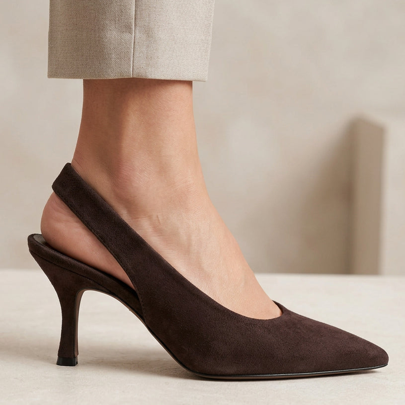 Slingback Anita in Suede con Tacco 7 cm