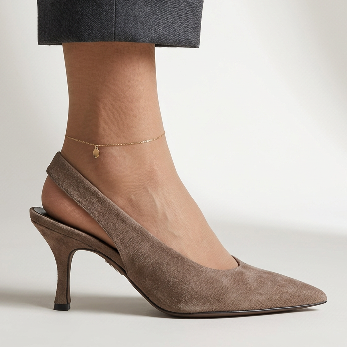 Slingback Anita in Suede con Tacco 7 cm