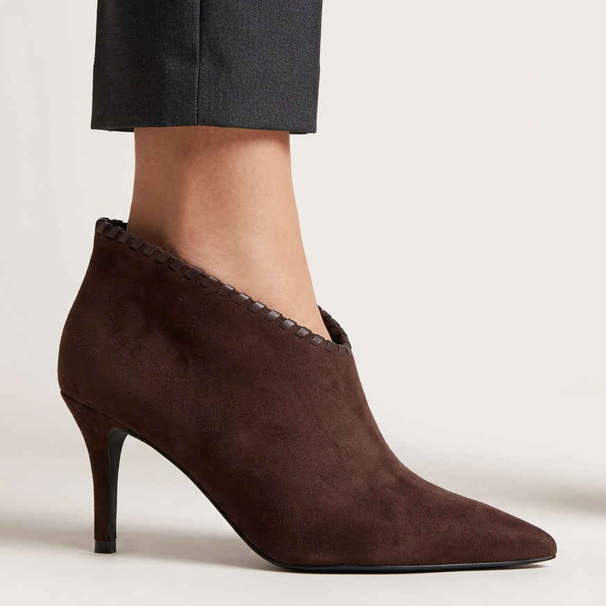 Tronchetti Alice Cacao Effetto Suede con Tacco 8 cm