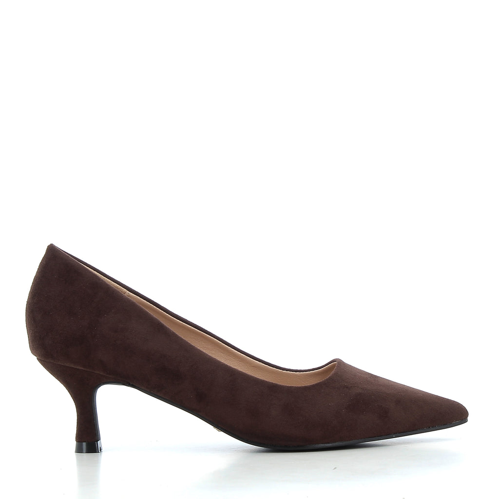 Décolleté Aurora Marroni Effetto Camoscio con Tacco 6 cm