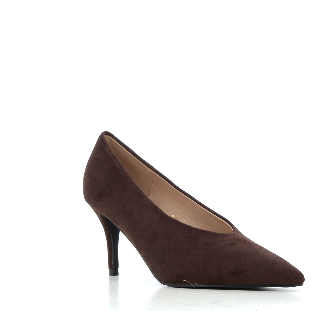 Décolleté Cristina Moro in Suede con Scollo a Mandorla e Tacco 8 cm