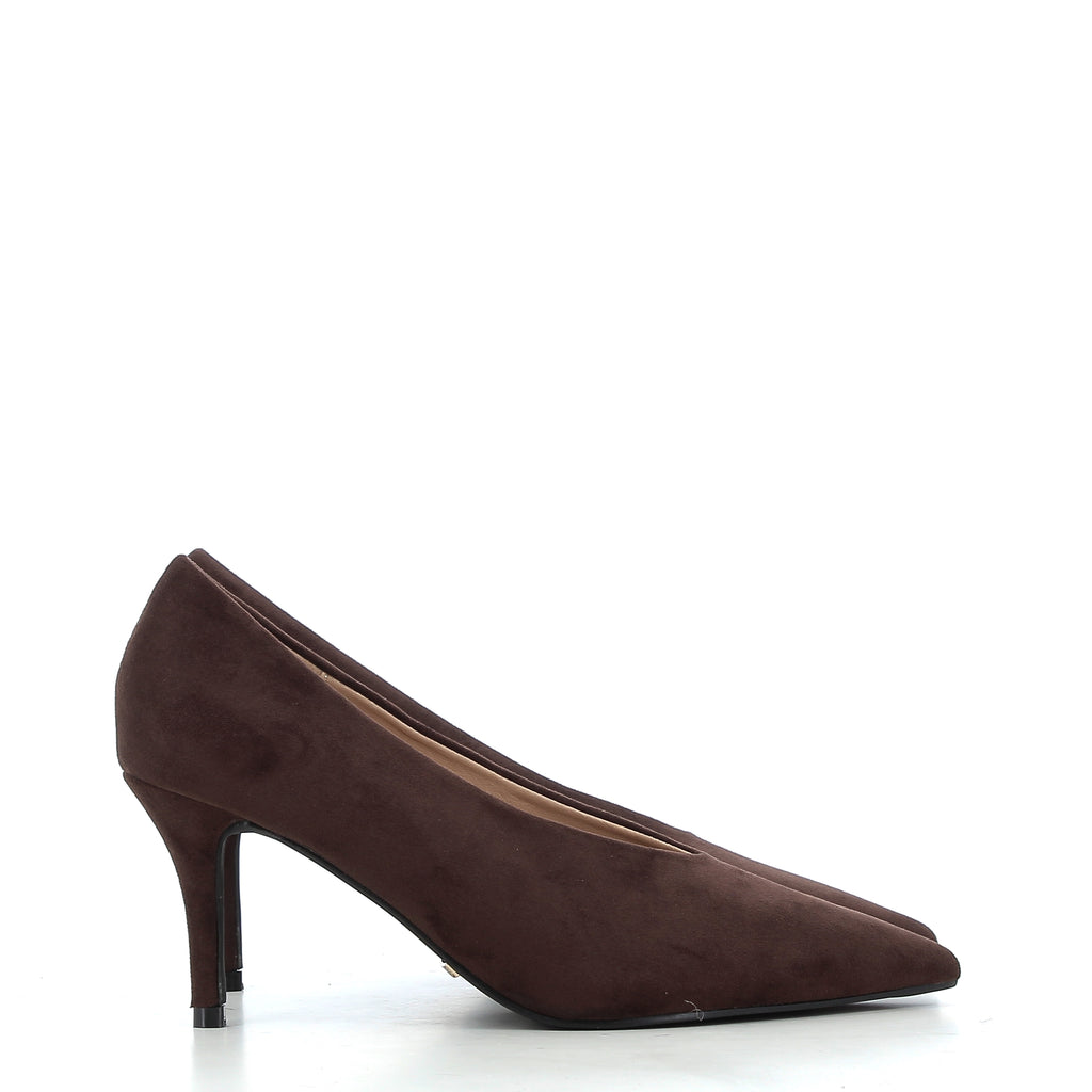 Décolleté Cristina Moro in Suede con Scollo a Mandorla e Tacco 8 cm
