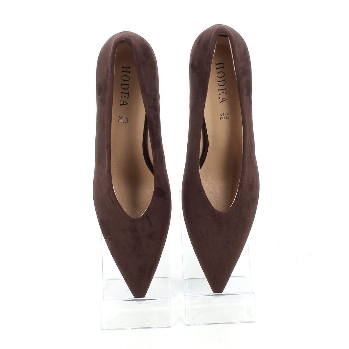 Décolleté Cristina Moro in Suede con Scollo a Mandorla e Tacco 8 cm