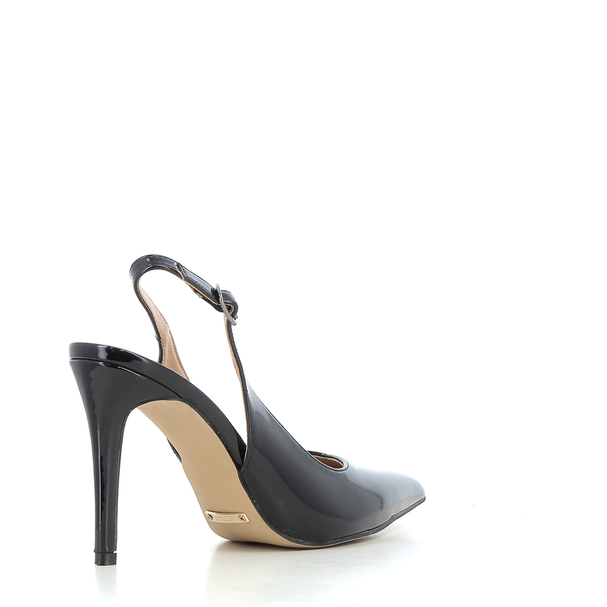 Slingback Martina Nere in Vernice con Tacco a Spillo 9 cm