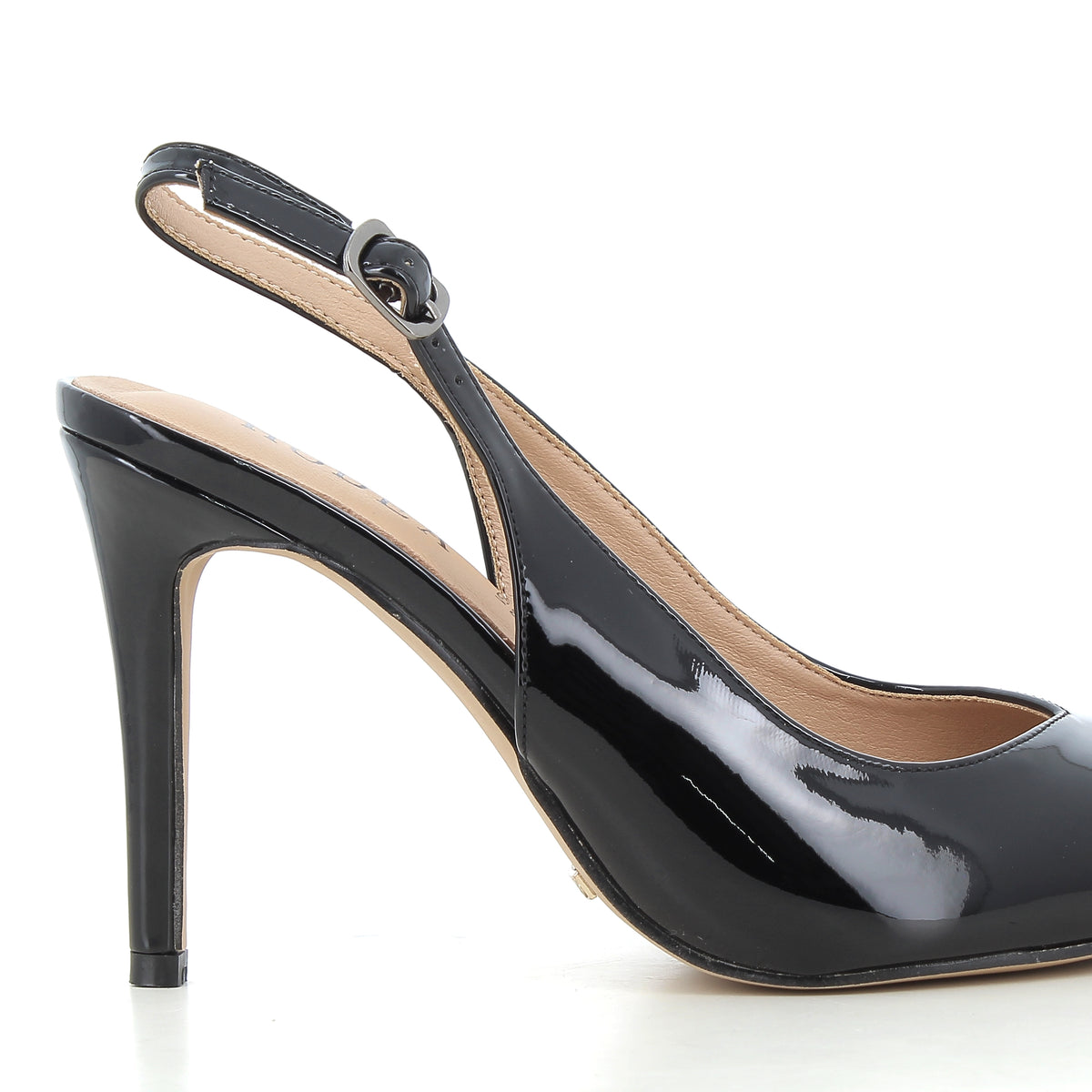 Slingback Martina Nere in Vernice con Tacco a Spillo 9 cm