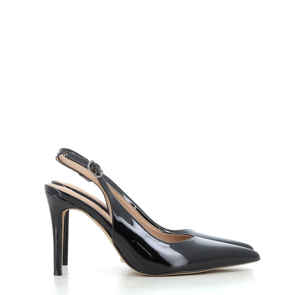 Slingback Martina Nere in Vernice con Tacco a Spillo 9 cm