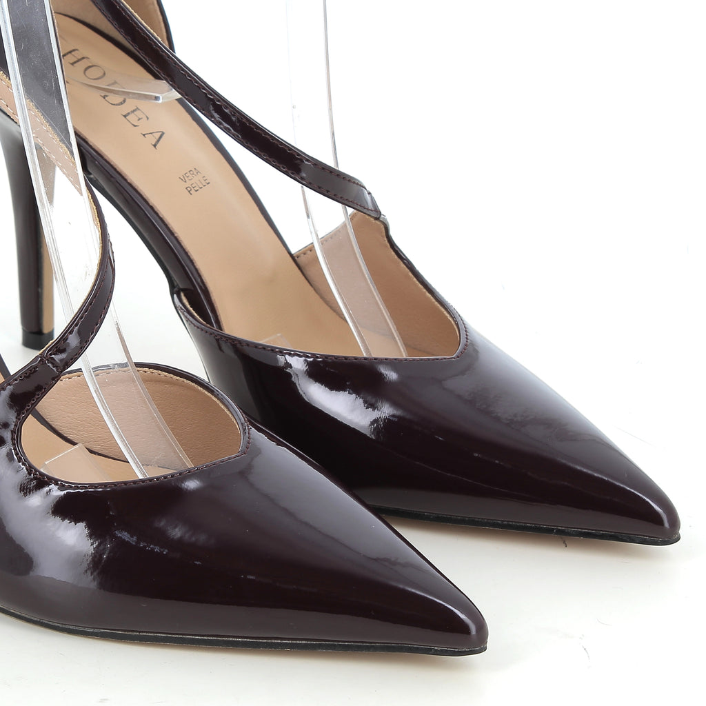 Décolleté Ludovica Bordeaux in Vernice con Tacco 9 cm