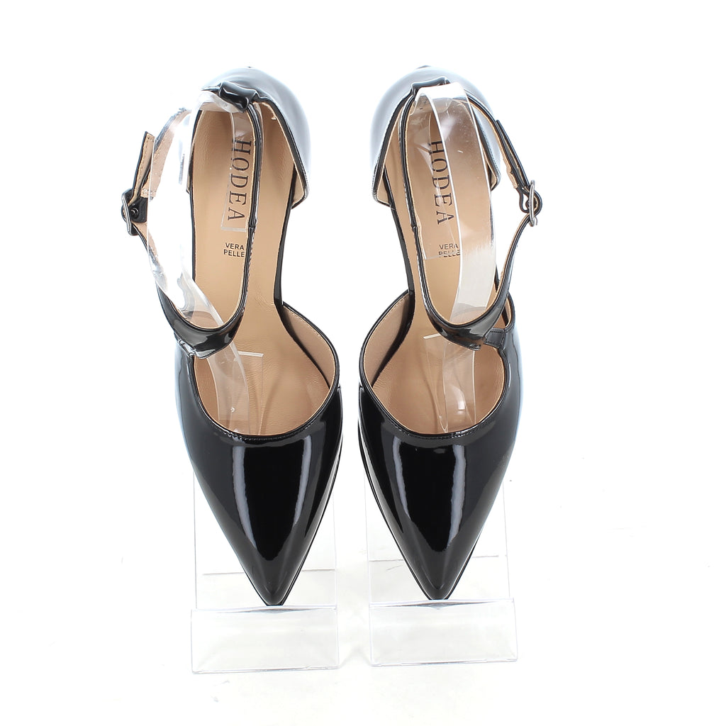 Décolleté Ginevra Nere in Vernice con Plateau e Tacco 10 cm