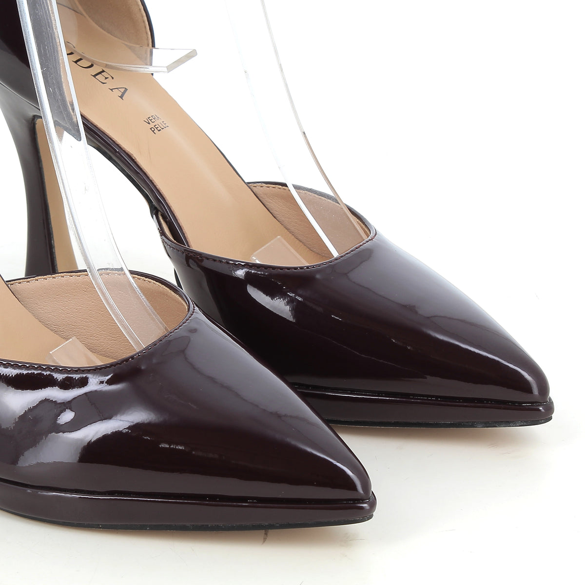 Décolleté Eleonora Bordeaux in Vernice con Plateau e Tacco 10 cm